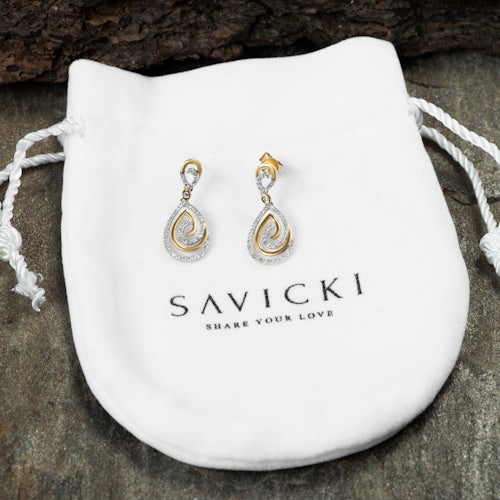 Kolczyki łezki Savicki: złote, diamenty